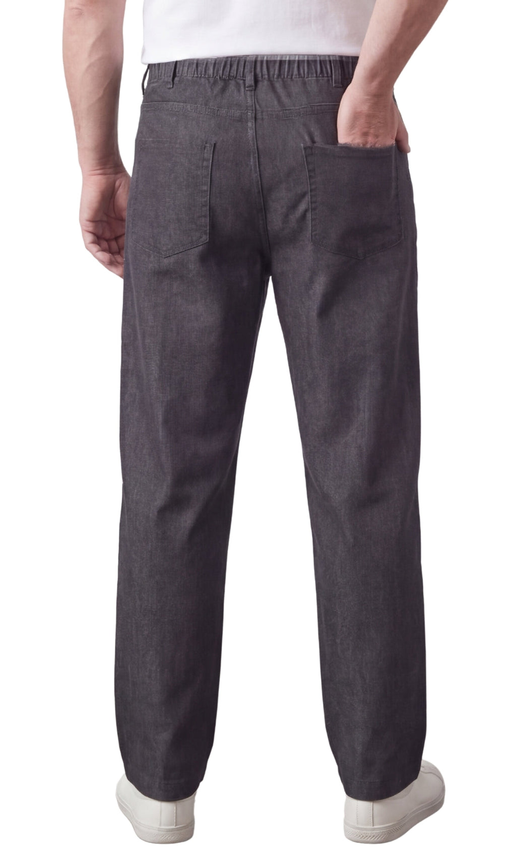 Men's Pull-On Denim & Twill Pants – Elastic Waist, Relaxed Fit