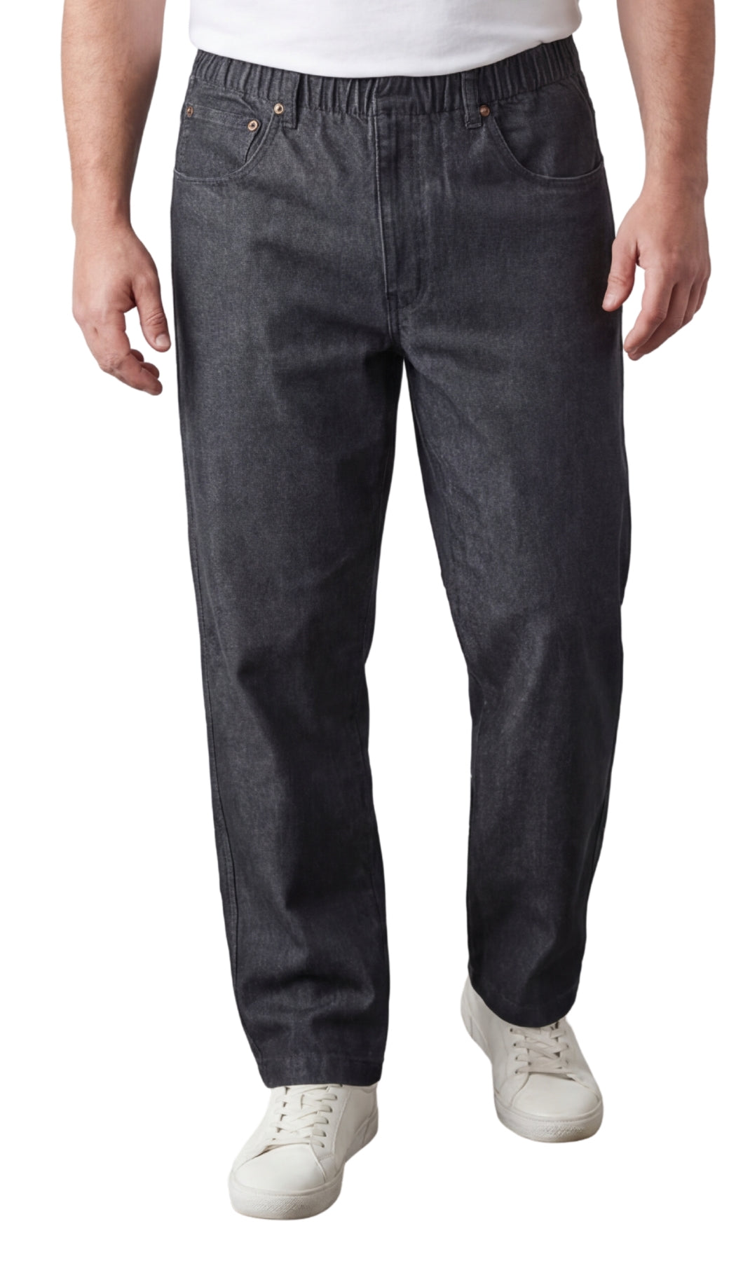 Men's Pull-On Denim & Twill Pants – Elastic Waist, Relaxed Fit