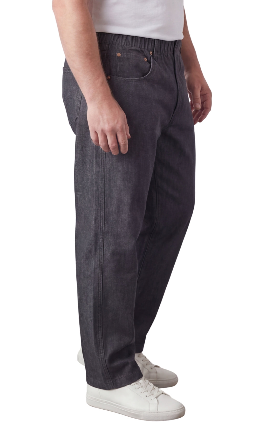 Men's Pull-On Denim & Twill Pants – Elastic Waist, Relaxed Fit