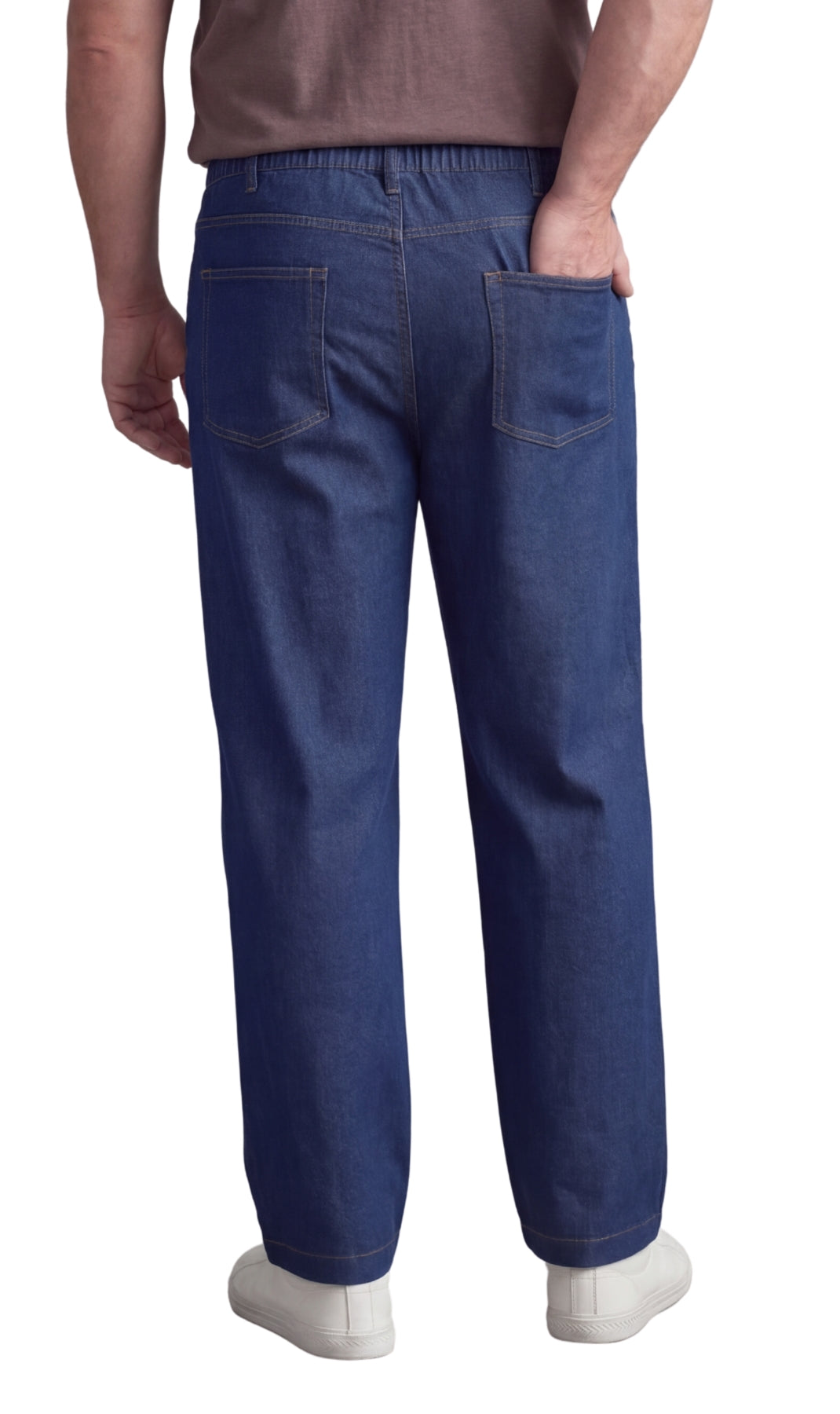 Men's Pull-On Denim & Twill Pants – Elastic Waist, Relaxed Fit