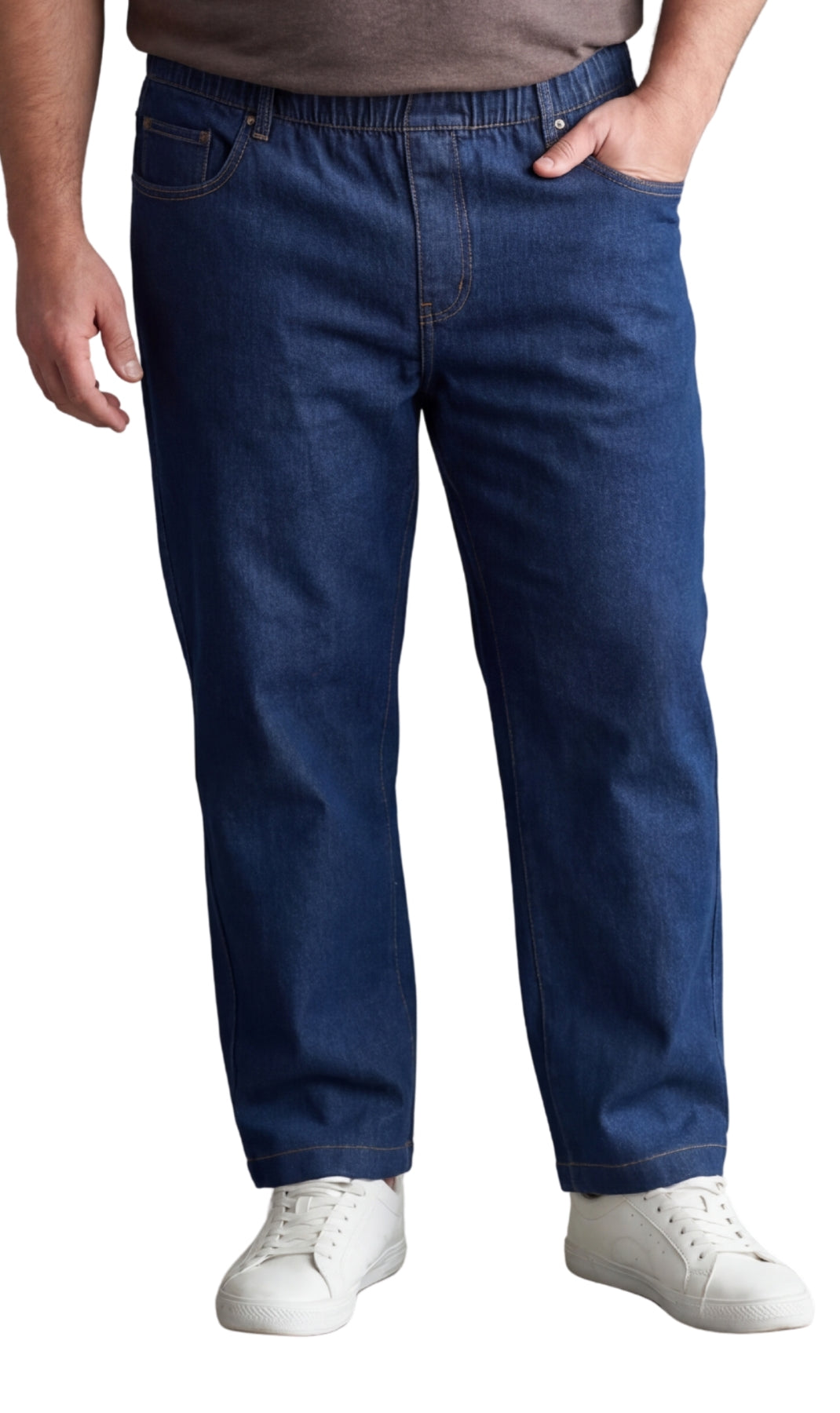 Men's Pull-On Denim & Twill Pants – Elastic Waist, Relaxed Fit