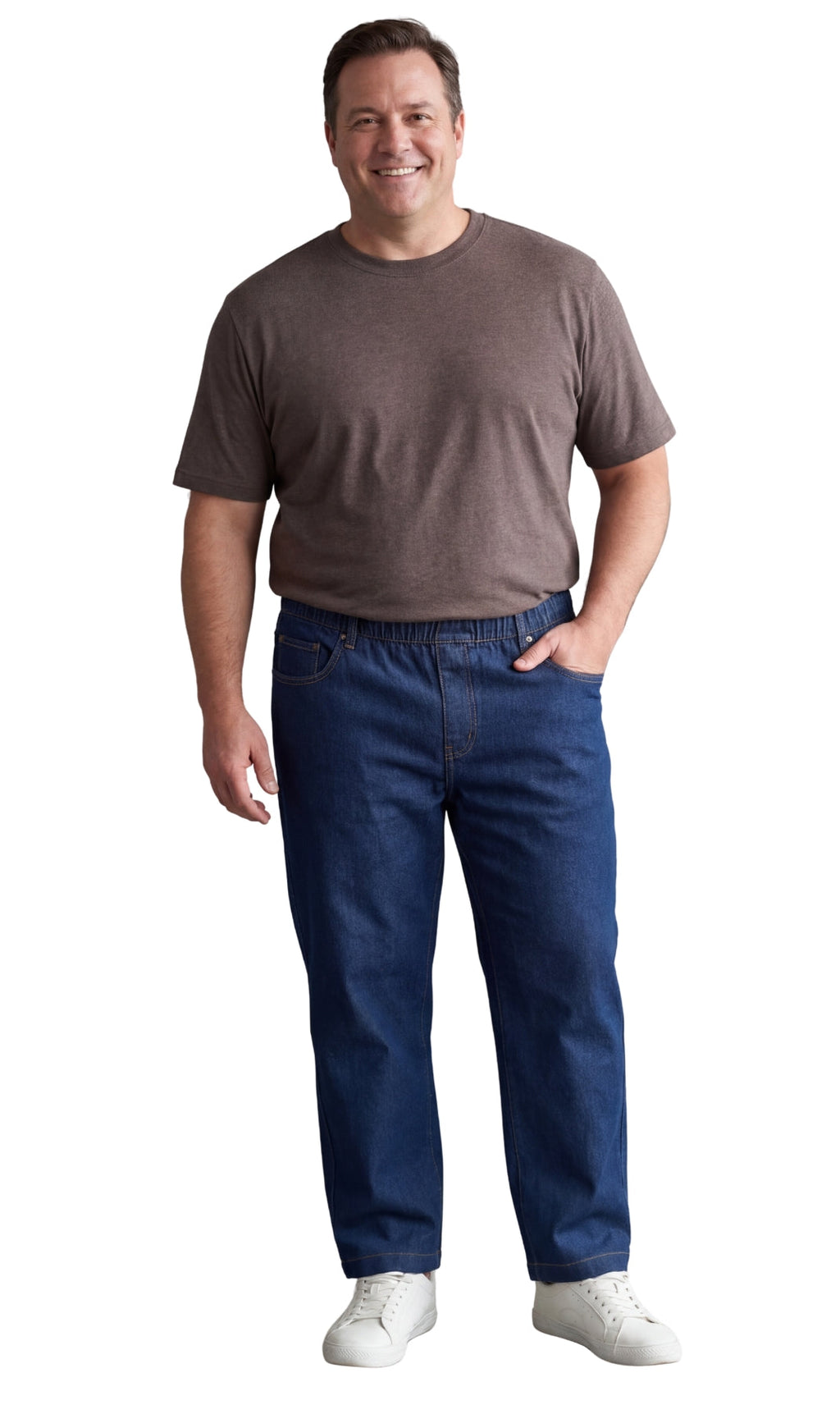 Men's Pull-On Denim & Twill Pants – Elastic Waist, Relaxed Fit