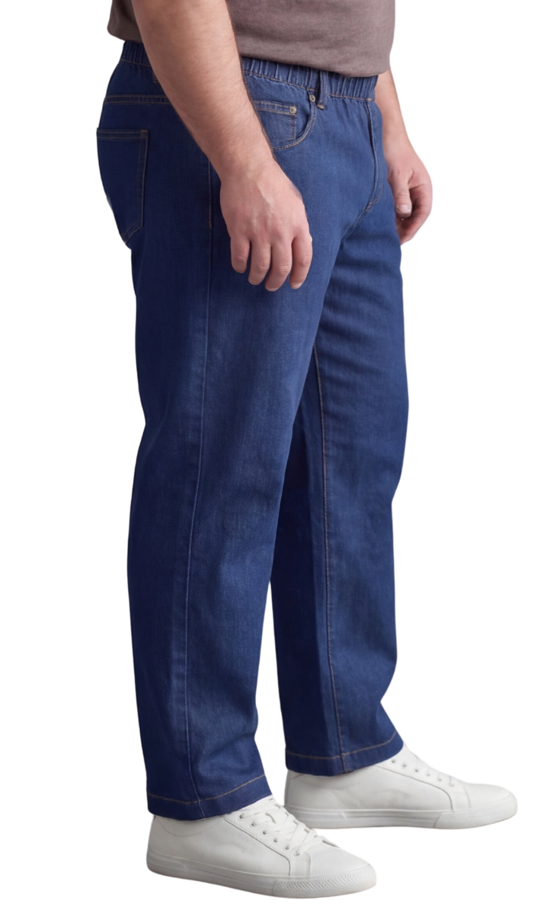 Men's Pull-On Denim & Twill Pants – Elastic Waist, Relaxed Fit