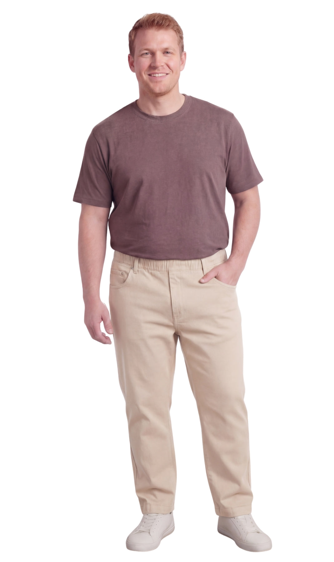 Men's Pull-On Denim & Twill Pants – Elastic Waist, Relaxed Fit