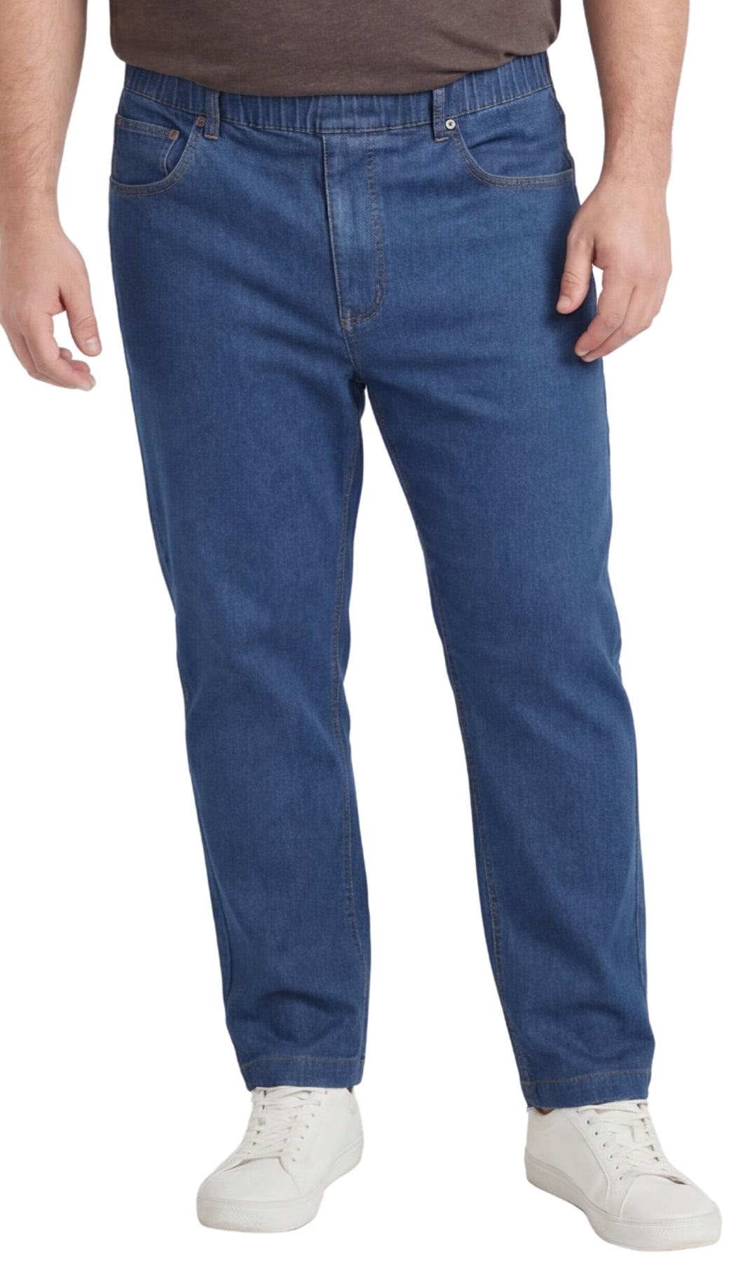 Men's Pull-On Denim & Twill Pants – Elastic Waist, Relaxed Fit
