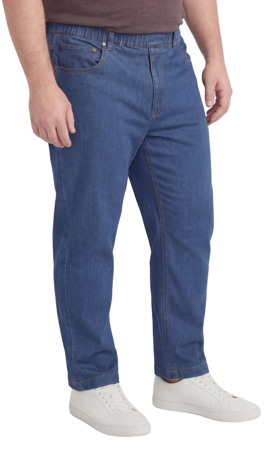 Men's Pull-On Denim & Twill Pants – Elastic Waist, Relaxed Fit