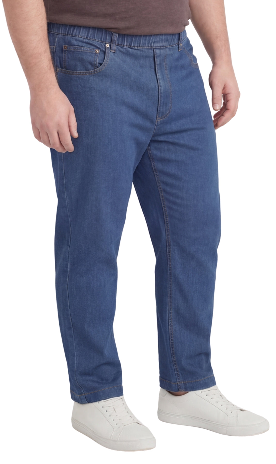 Men's Pull-On Denim & Twill Pants – Elastic Waist, Relaxed Fit