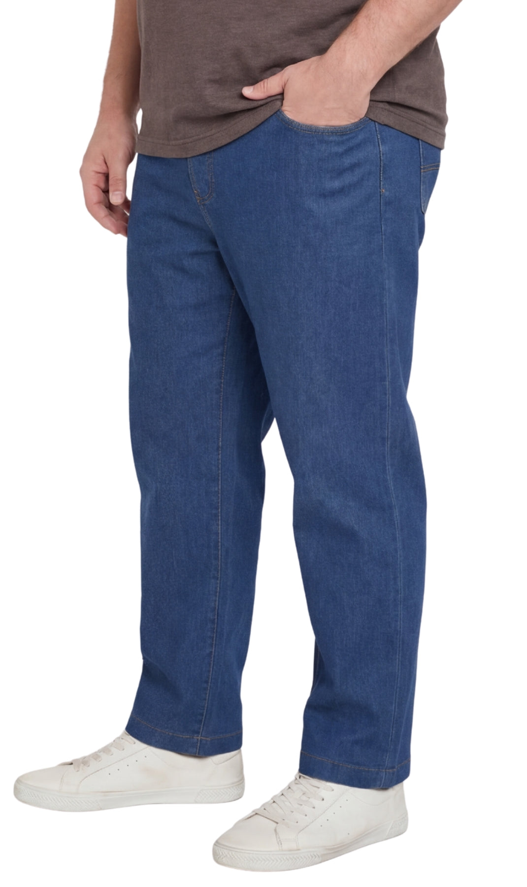 Men's Pull-On Denim & Twill Pants – Elastic Waist, Relaxed Fit