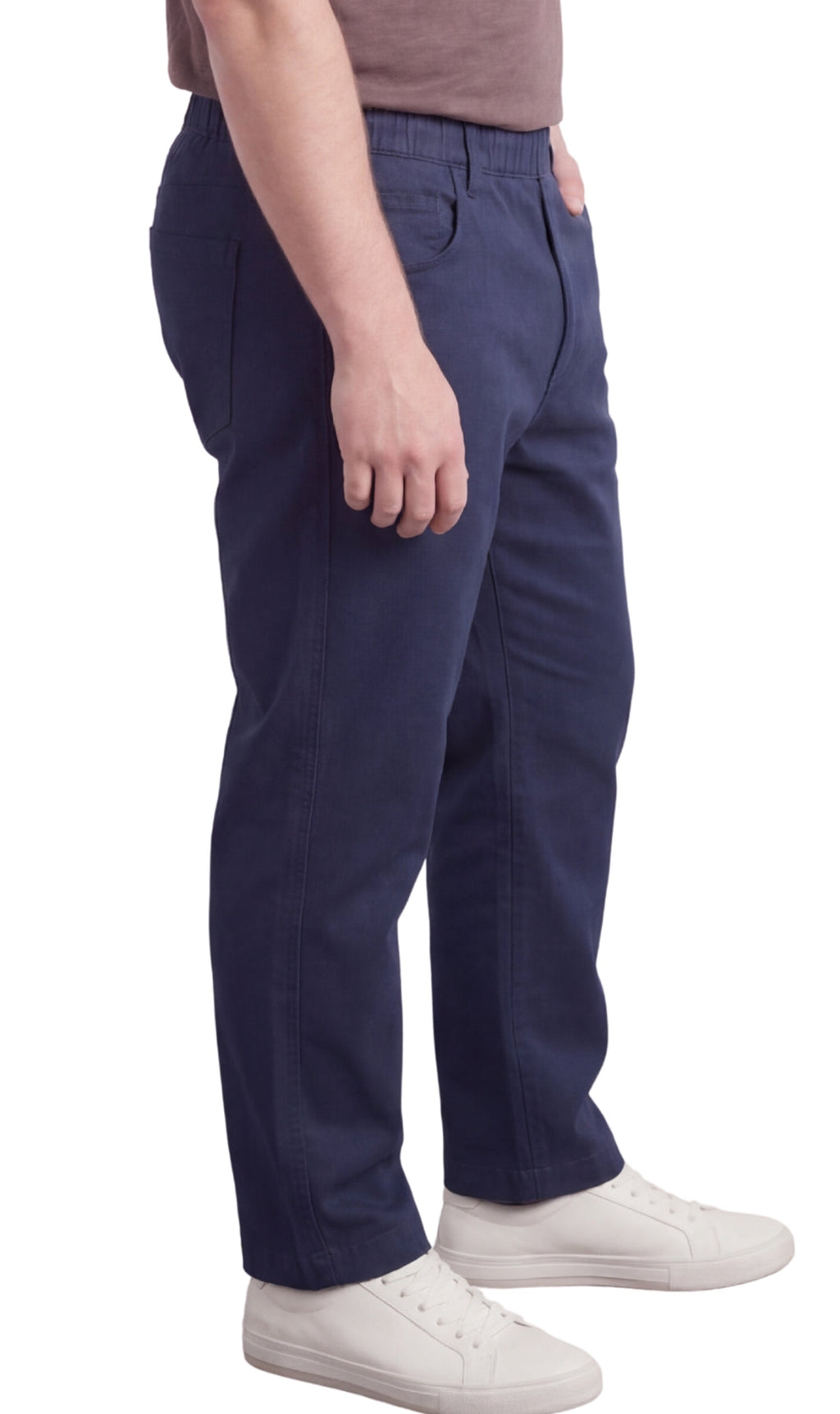 Men's Pull-On Denim & Twill Pants – Elastic Waist, Relaxed Fit