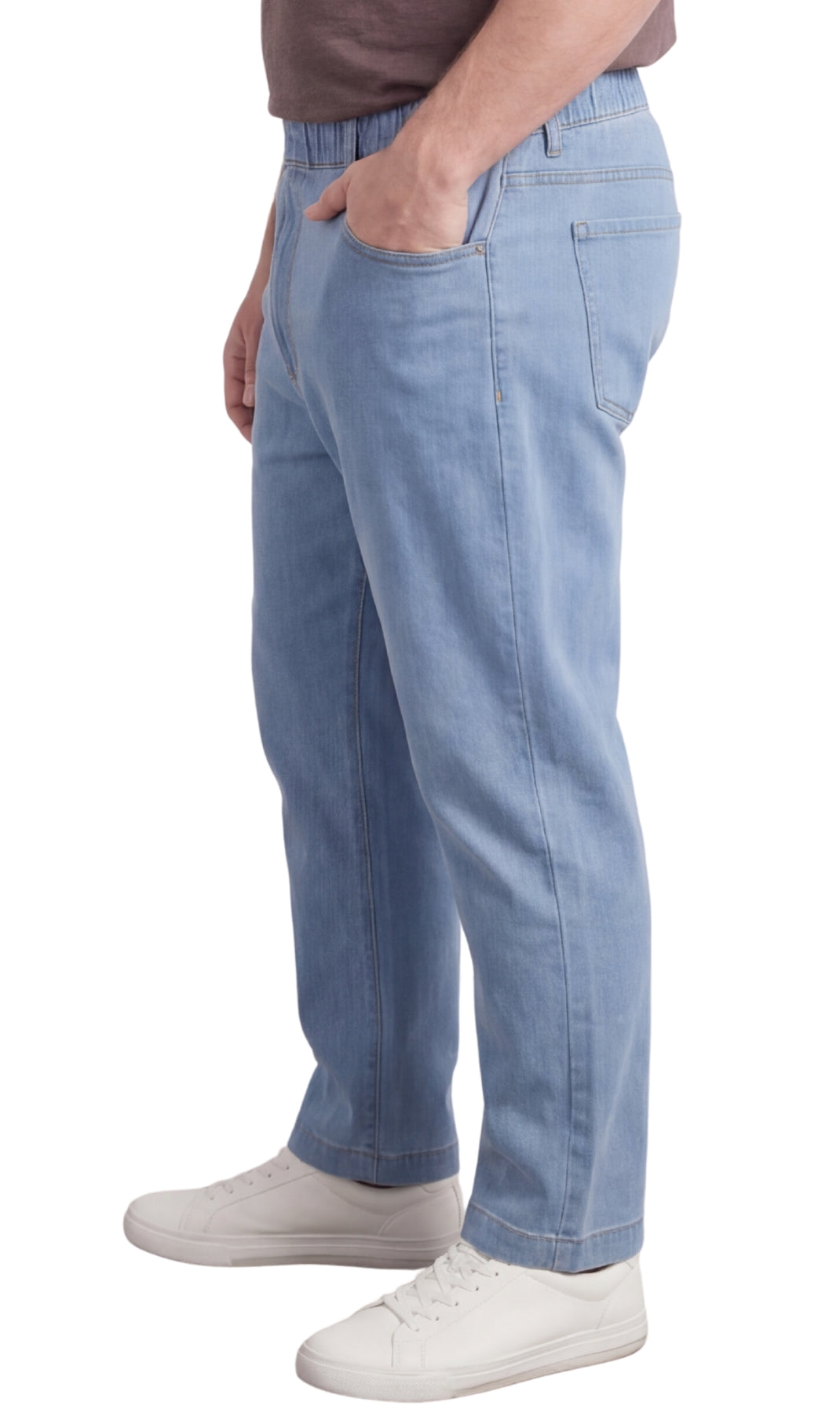 Men's Pull-On Denim & Twill Pants – Elastic Waist, Relaxed Fit