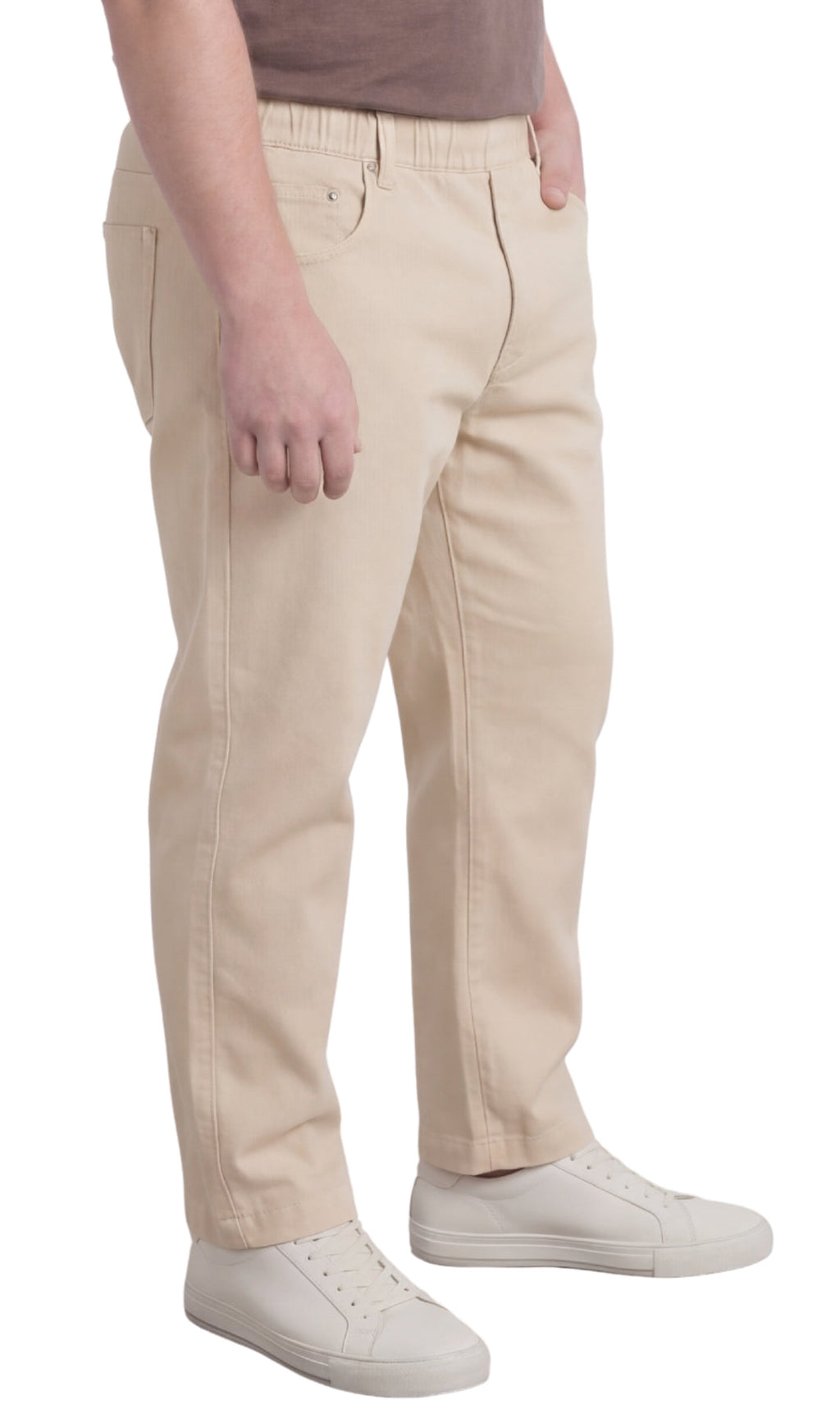 Men's Pull-On Denim & Twill Pants – Elastic Waist, Relaxed Fit