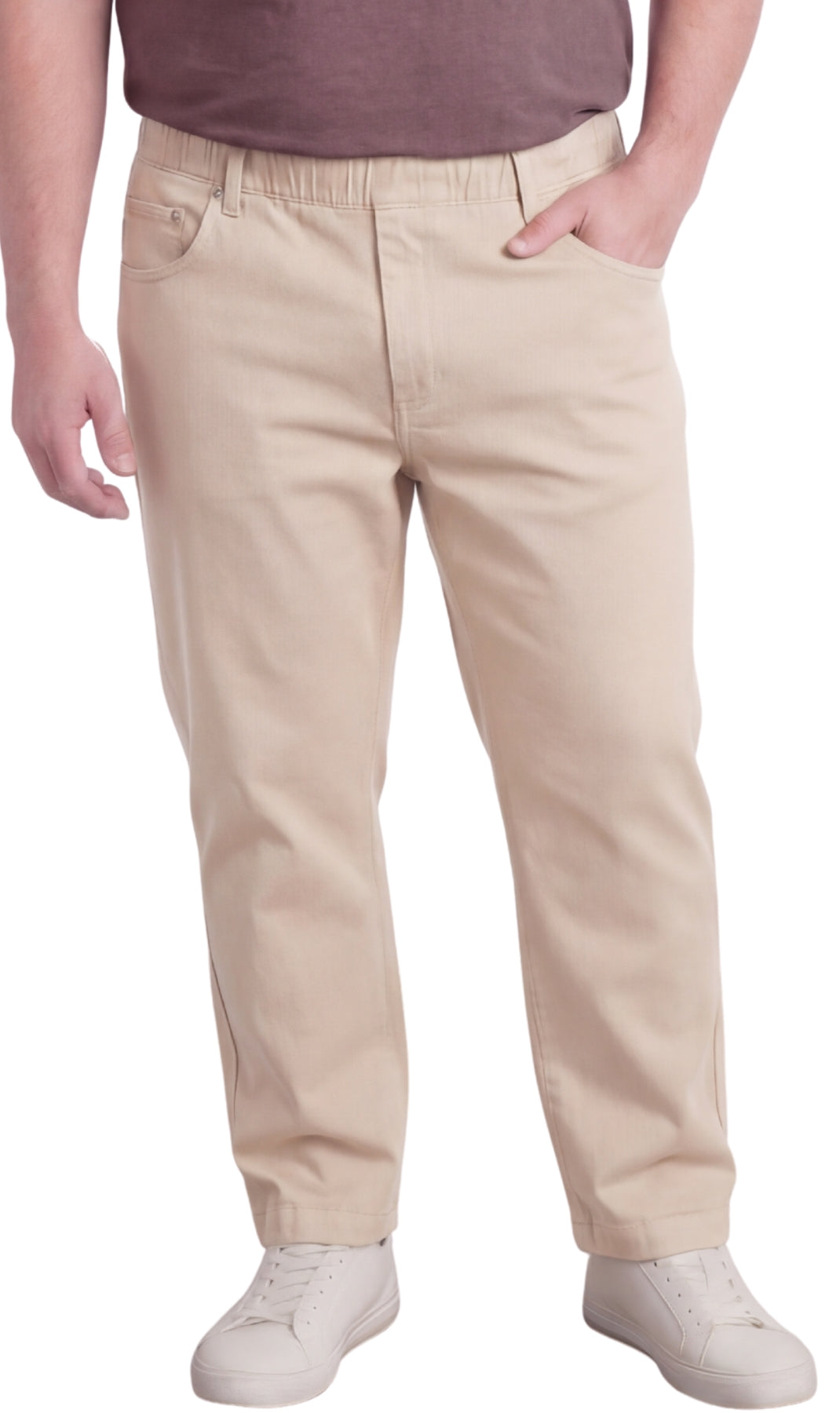Men's Pull-On Denim & Twill Pants – Elastic Waist, Relaxed Fit