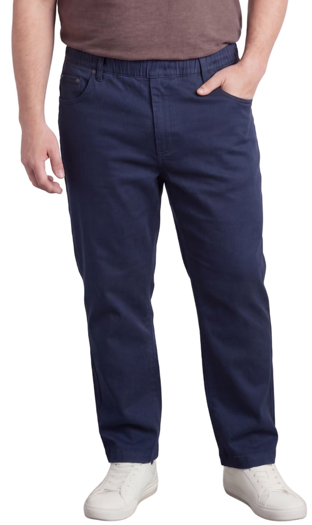 Men's Pull-On Denim & Twill Pants – Elastic Waist, Relaxed Fit