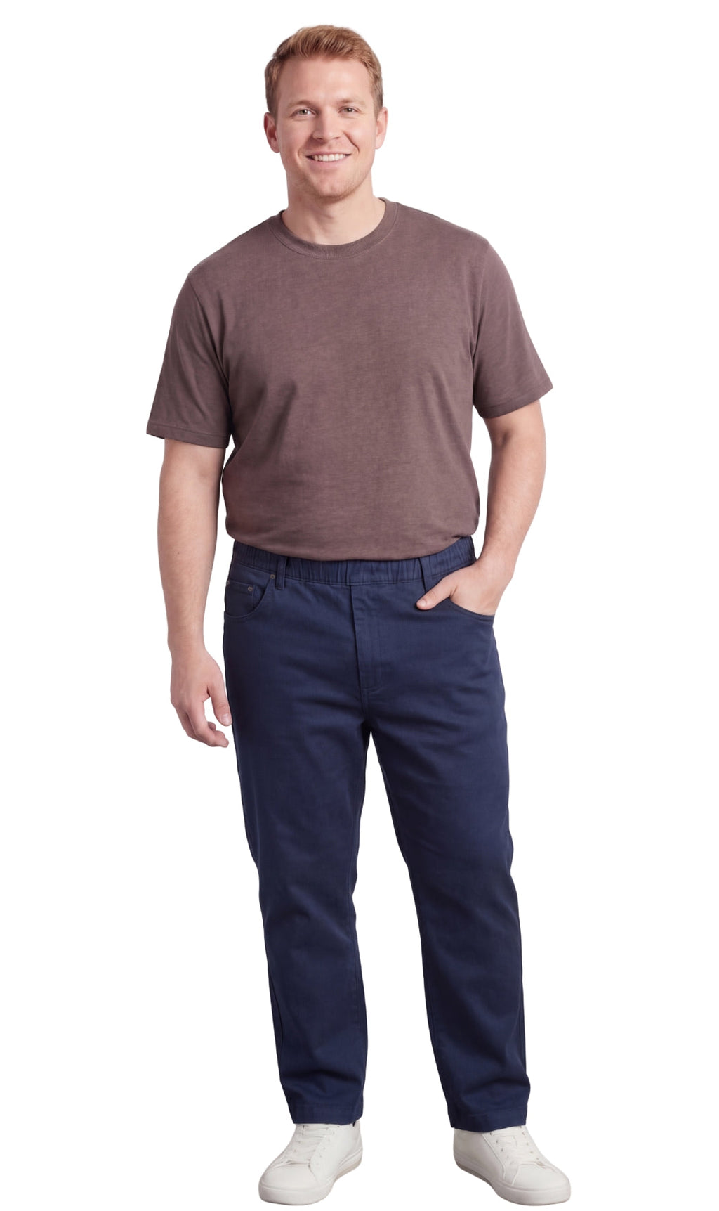 Men's Pull-On Denim & Twill Pants – Elastic Waist, Relaxed Fit