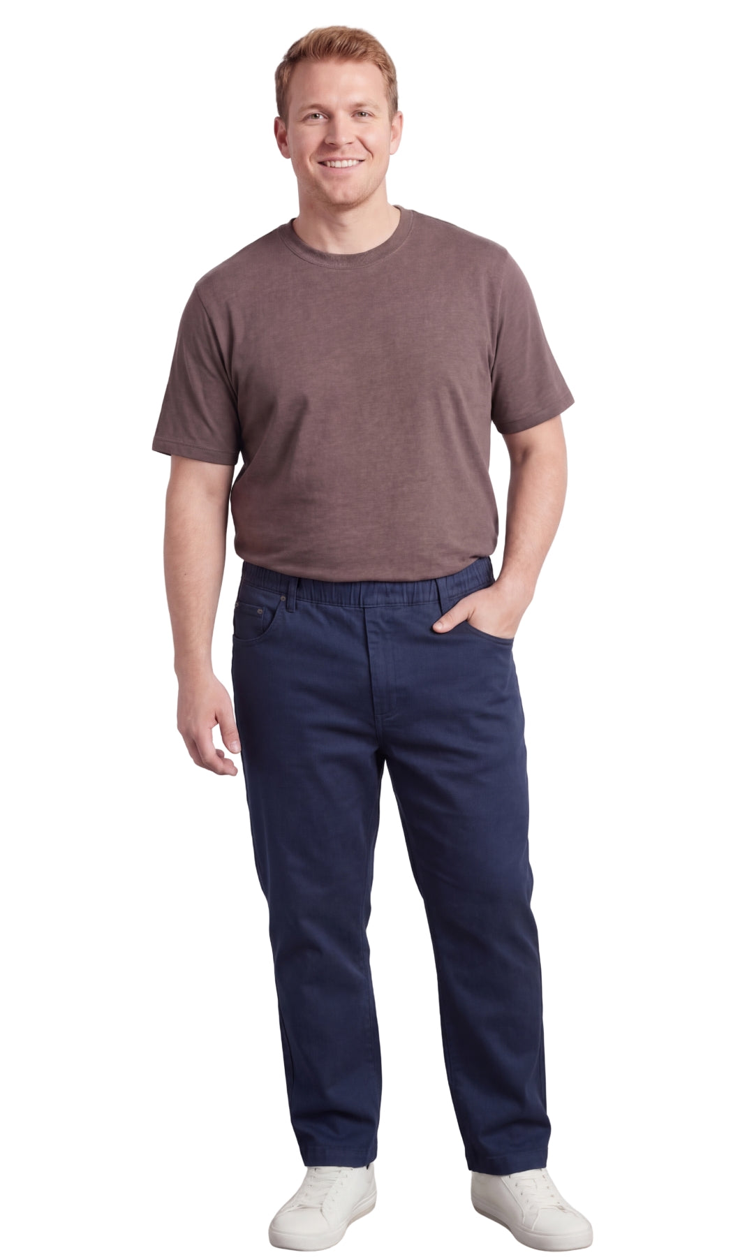 Men's Pull-On Denim & Twill Pants – Elastic Waist, Relaxed Fit