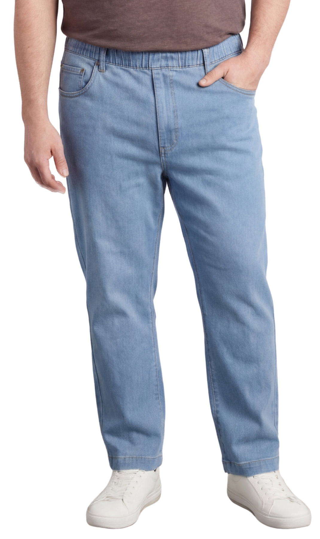 Men's Pull-On Denim & Twill Pants – Elastic Waist, Relaxed Fit