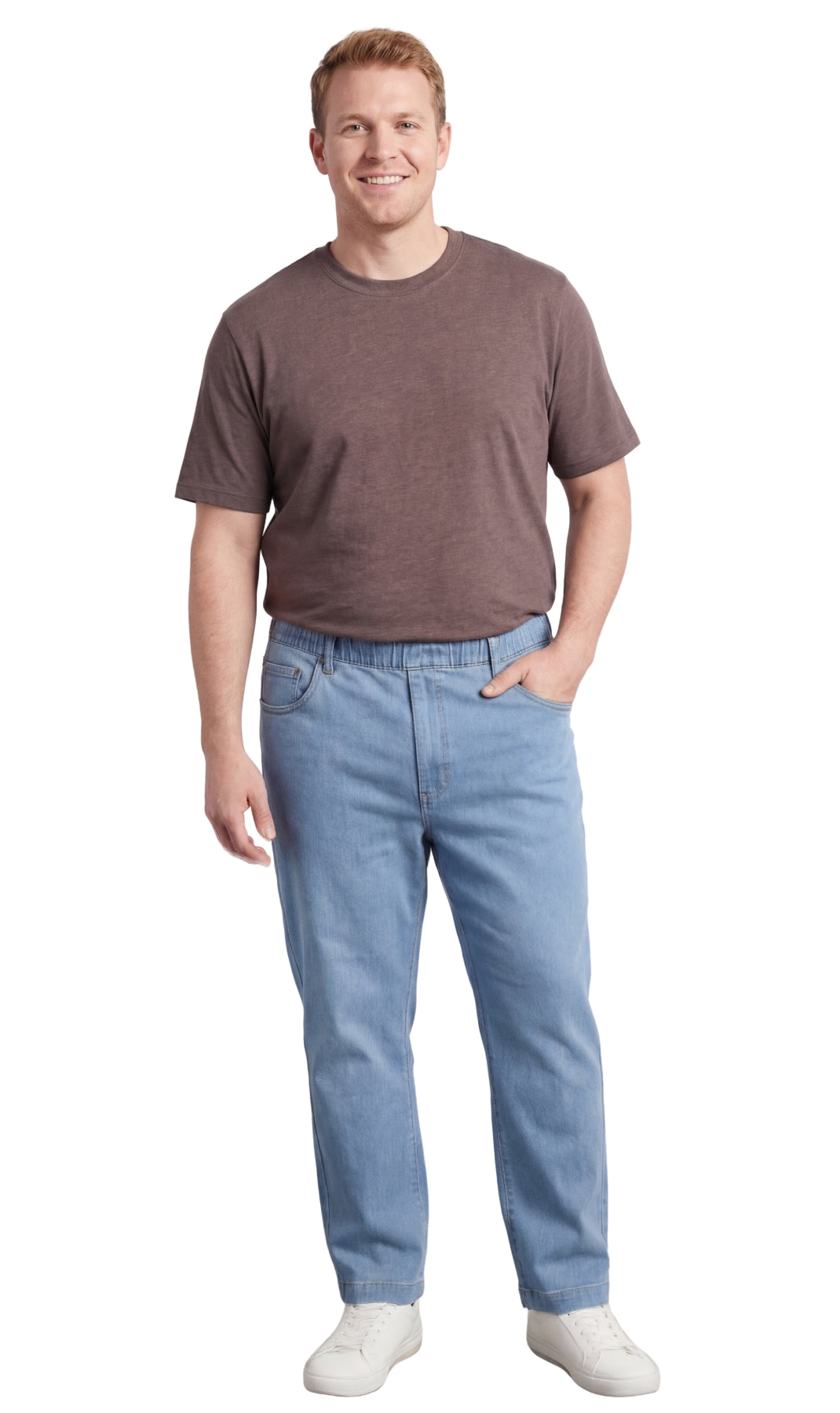Men's Pull-On Denim & Twill Pants – Elastic Waist, Relaxed Fit