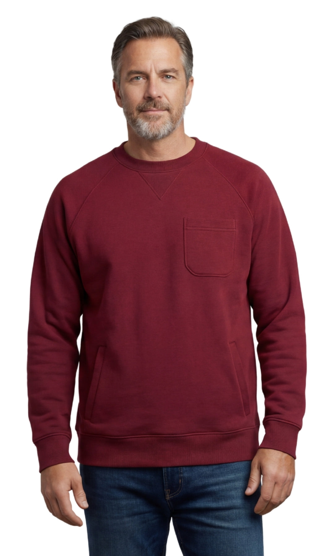 Men's Fleece Pullover Sweatshirt – 3-Pocket Raglan Design