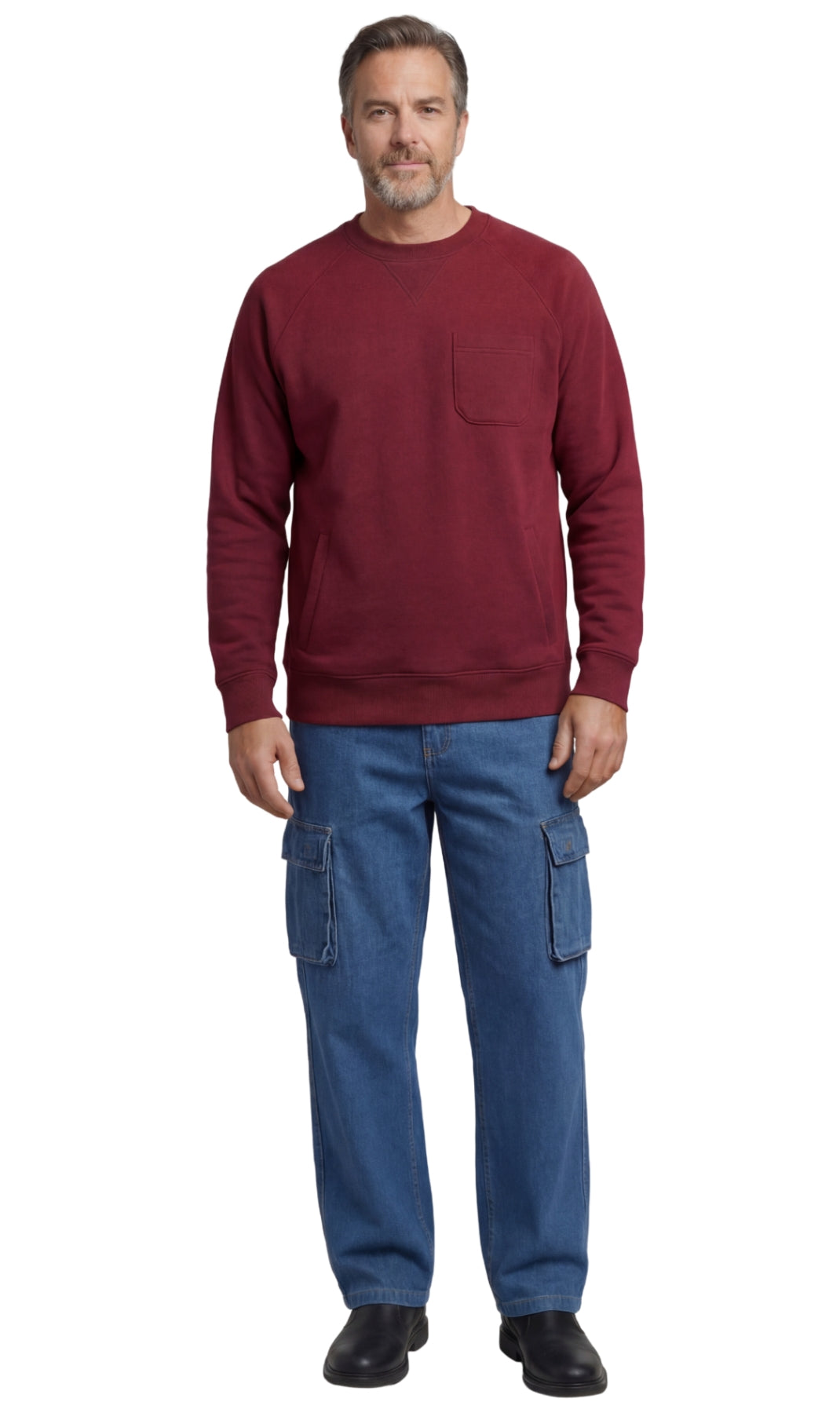 Men's Fleece Pullover Sweatshirt – 3-Pocket Raglan Design
