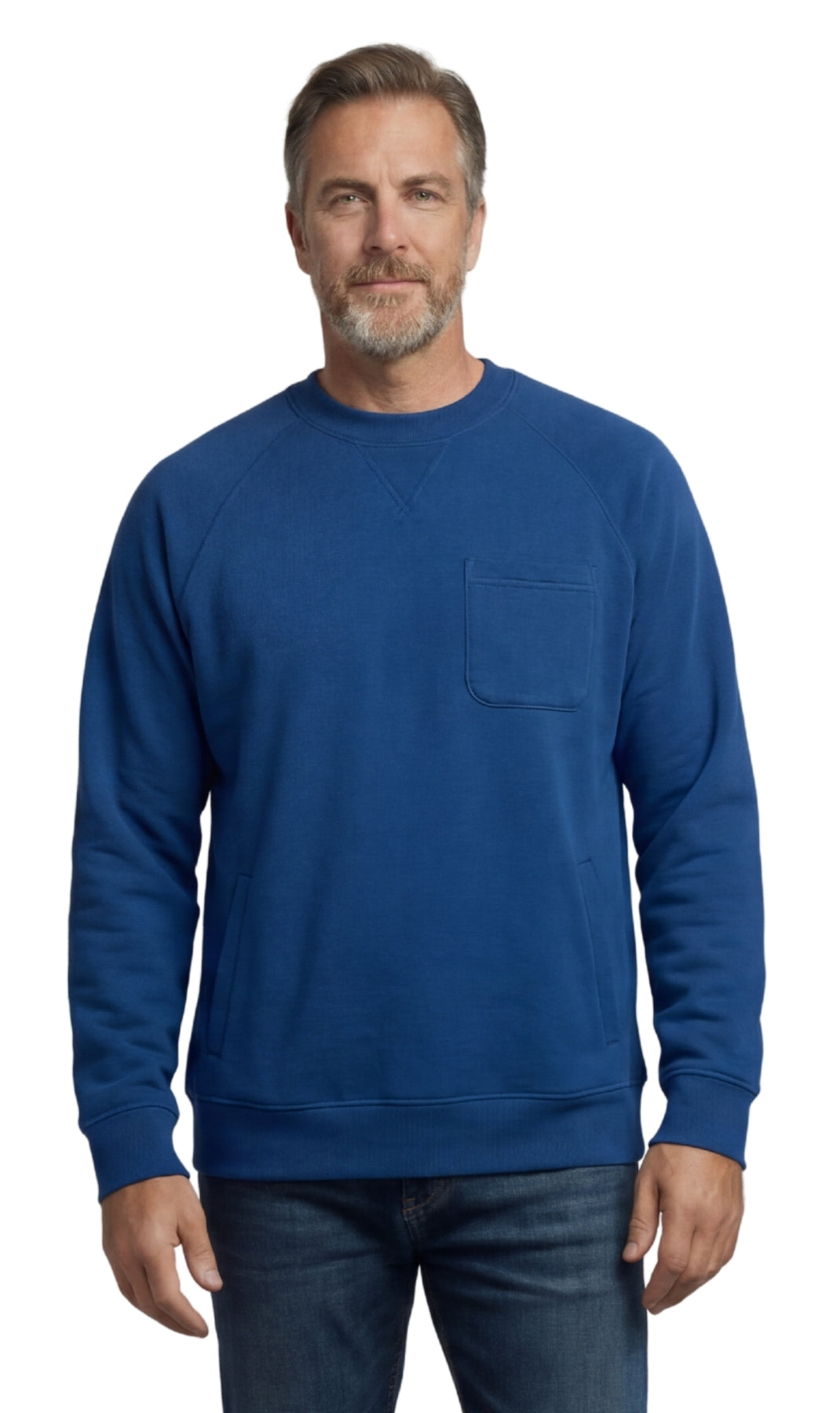Men's Fleece Pullover Sweatshirt – 3-Pocket Raglan Design
