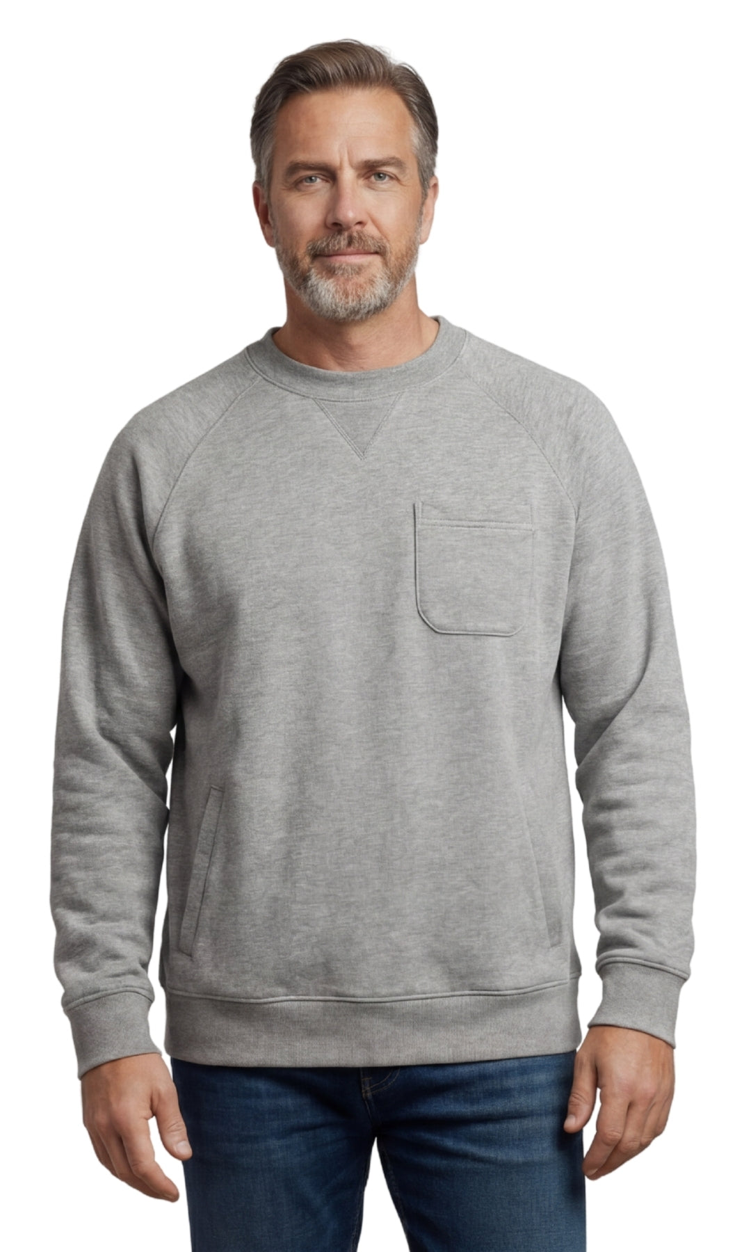 Men's Fleece Pullover Sweatshirt – 3-Pocket Raglan Design