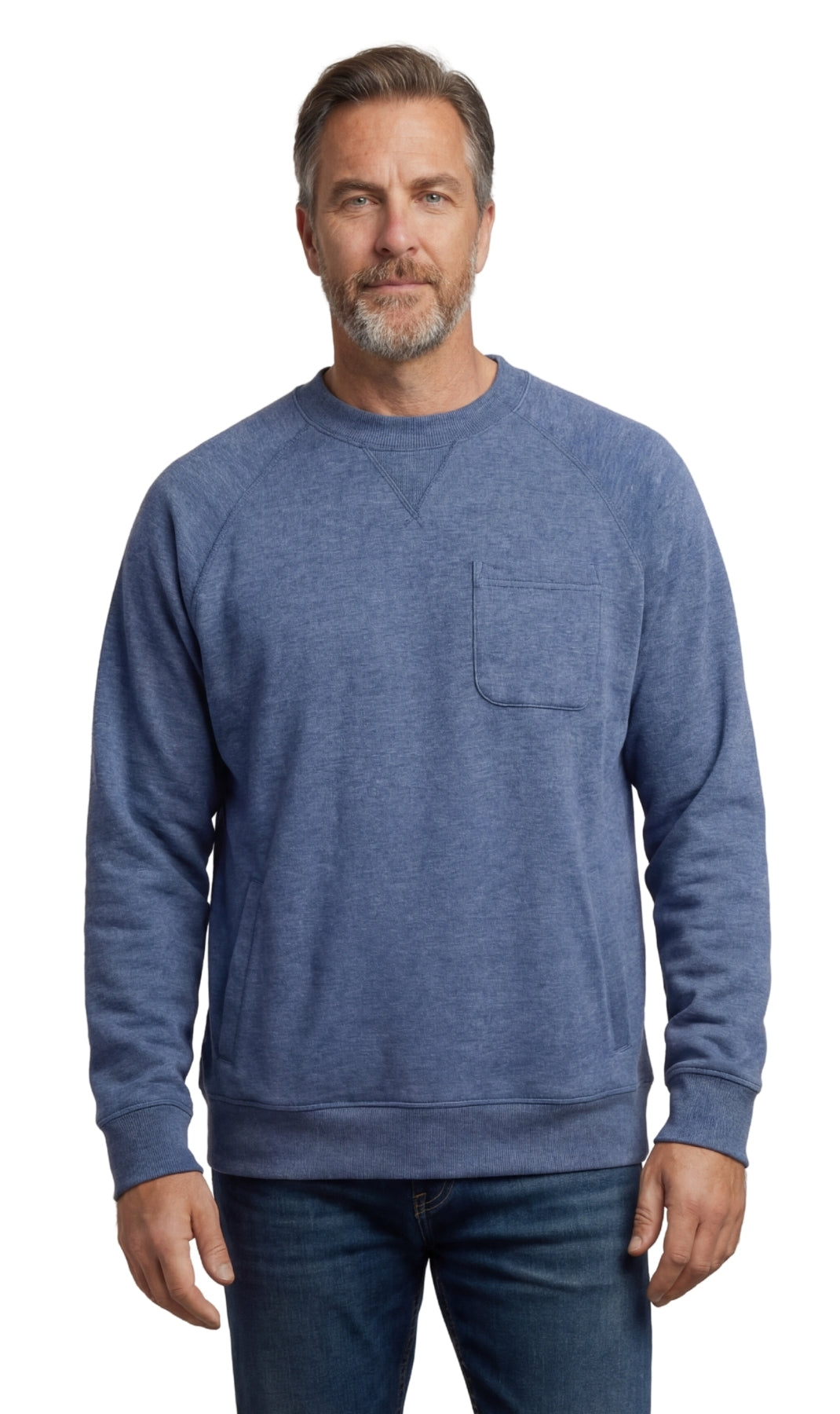 Men's Fleece Pullover Sweatshirt – 3-Pocket Raglan Design