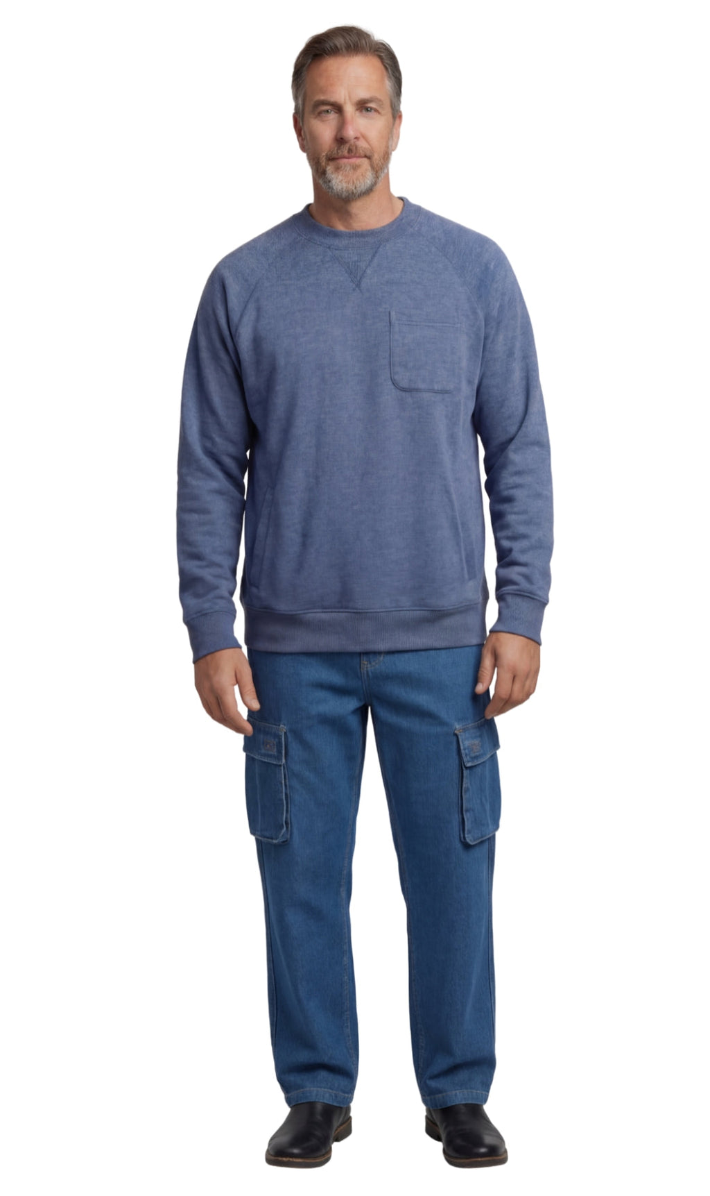 Men's Fleece Pullover Sweatshirt – 3-Pocket Raglan Design