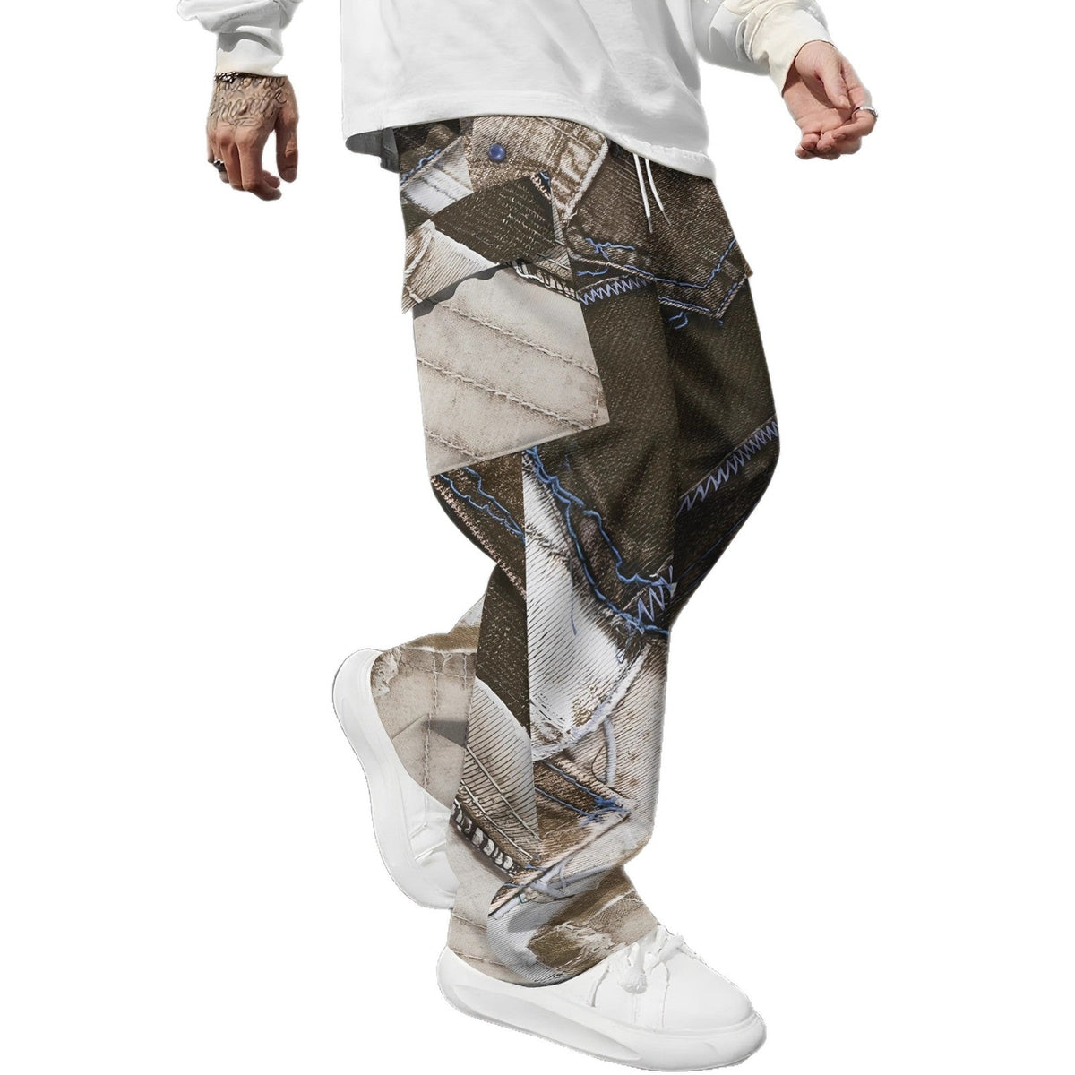 Pink Camo Cargo Pants – Loose-Fit Printed Casual Trousers