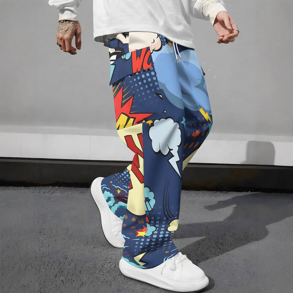 Pink Camo Cargo Pants – Loose-Fit Printed Casual Trousers