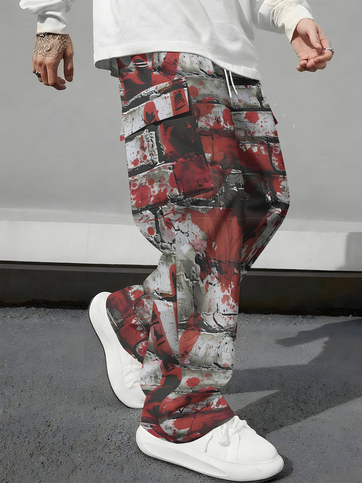 Pink Camo Cargo Pants – Loose-Fit Printed Casual Trousers