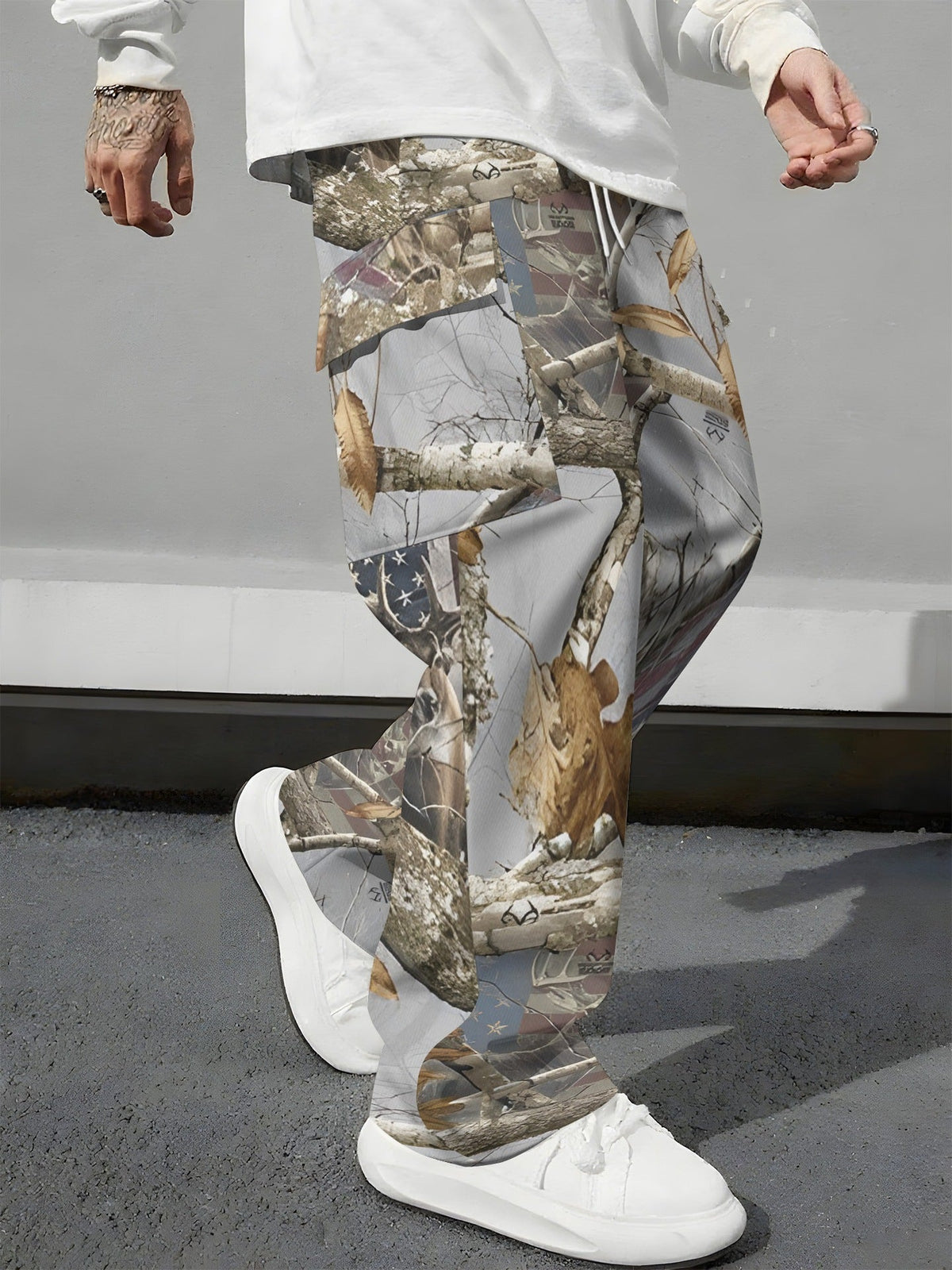 Pink Camo Cargo Pants – Loose-Fit Printed Casual Trousers