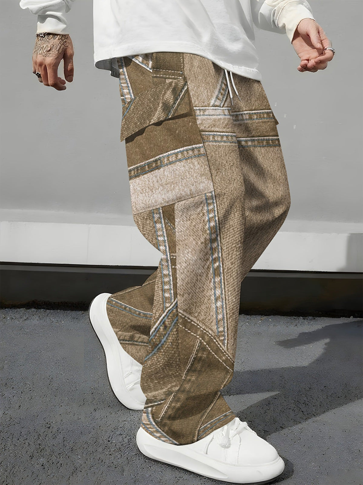 Pink Camo Cargo Pants – Loose-Fit Printed Casual Trousers