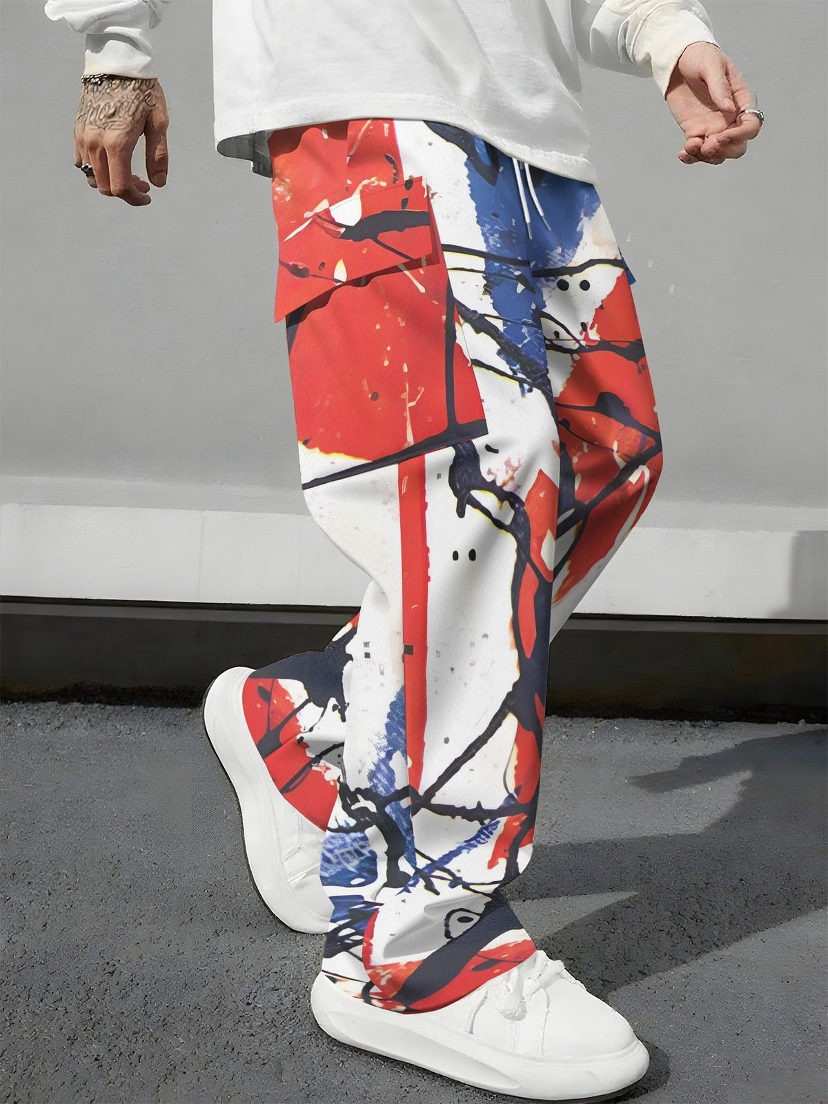 Pink Camo Cargo Pants – Loose-Fit Printed Casual Trousers
